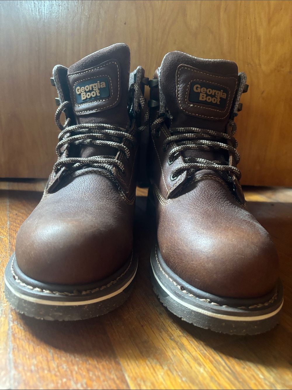 Georgia Boot Brown Leather women’s Work Boots with Padded Collar